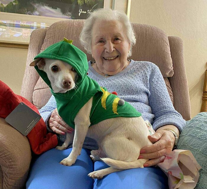 10. You’re looking at a 100-year-old woman who adopted a dog no one wanted. Bless her sweet soul