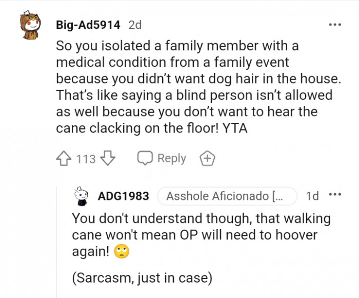 It's like saying a blind person isn't allowed