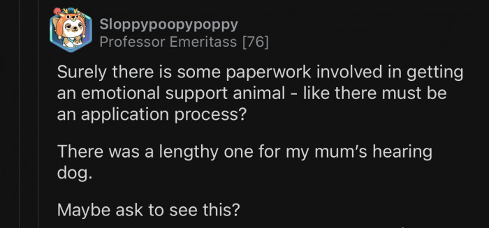 OP could ask to see some paperwork.
