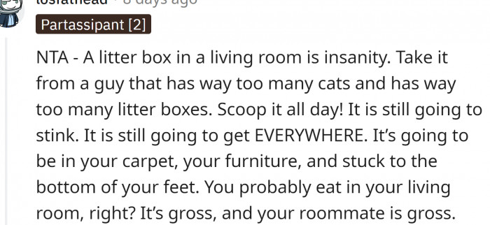 The roommate is gross.