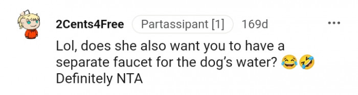 2. Does she want a separate faucet for the dog?
