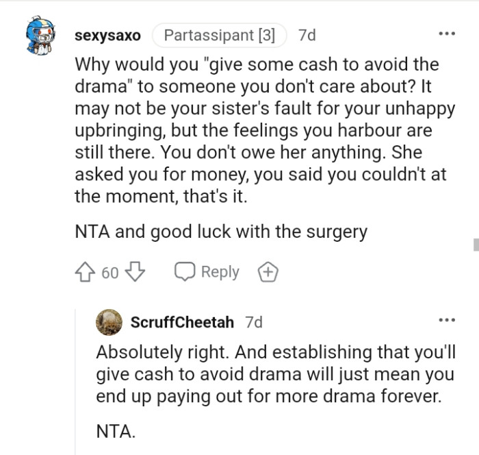 You do not owe her anything