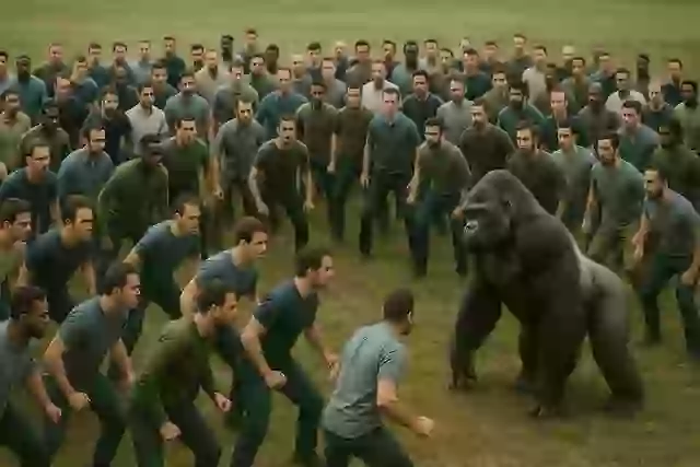 In this scenario, the 100 men would actually stand somewhat of a winning chance