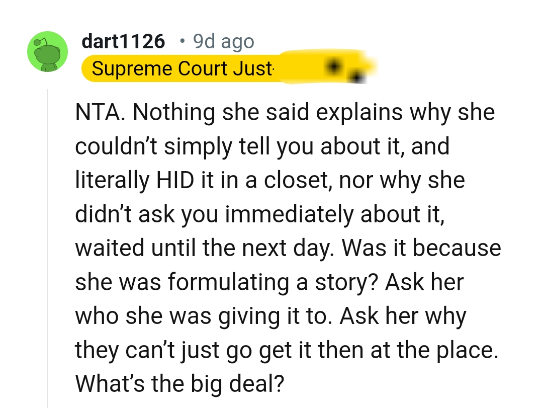 She might be making up a story