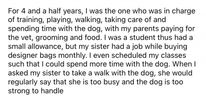 The Reddit user took care of the dog for more than four years and naturally formed a close bond with the animal.