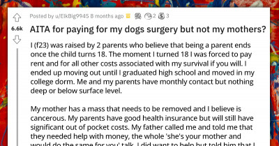 Redditors Support Lady’s Decision To Pay For Her Dog’s Surgery Instead Of Her Mother's