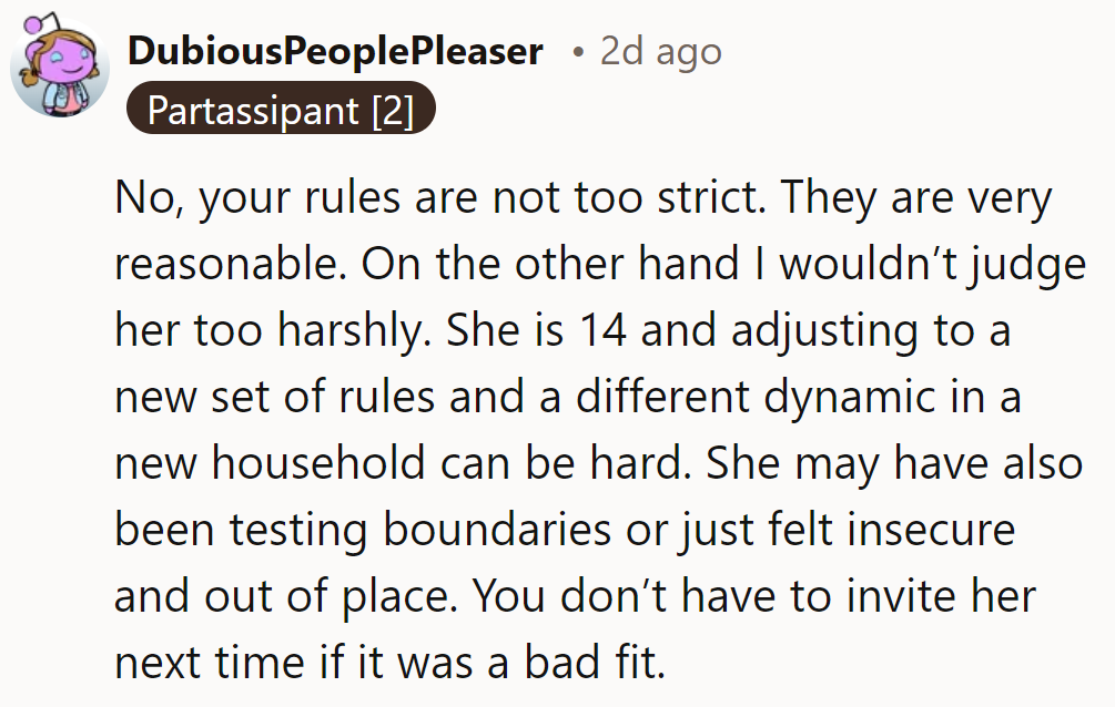 NTA. Their rules are reasonable; adjusting to new dynamics can be tough for a 14-year-old.