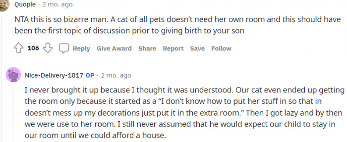 7. A cat doesn't need her own room