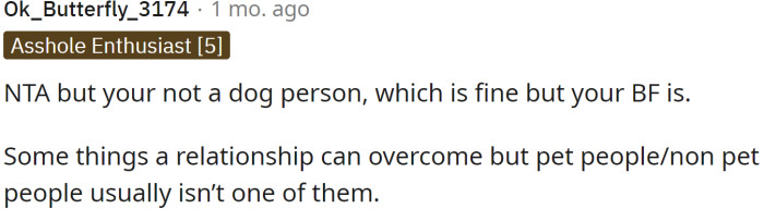 Relationships between dog people and those who don't like dogs are difficult to maintain