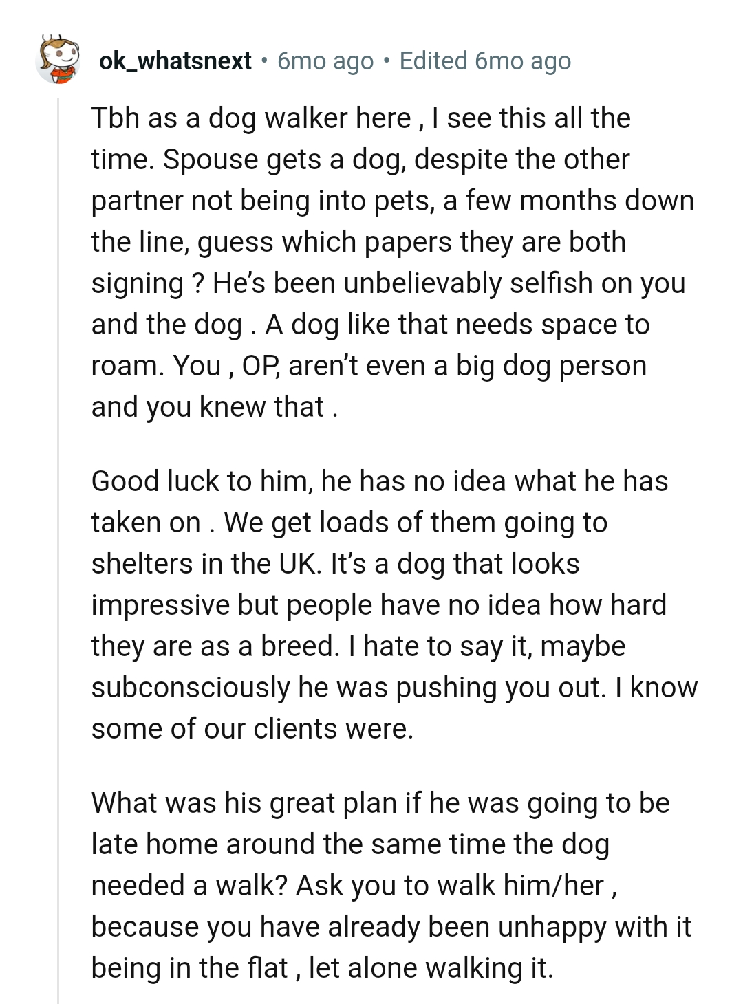 The dog needs space to roam