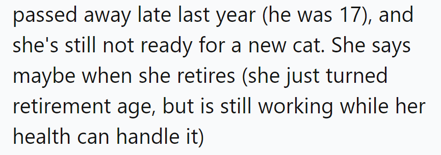 Looks like Mom's holding out for the purr-fect retirement plan: cat included!