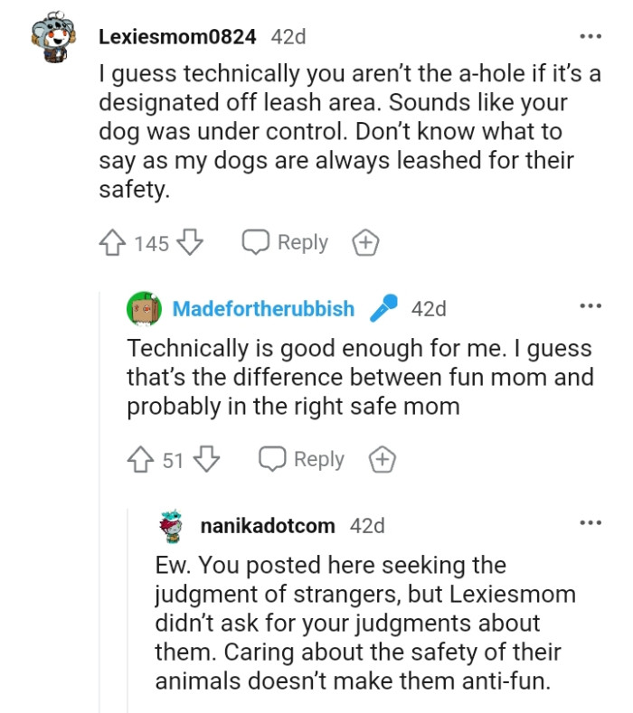 This redditor doesn't know what to say, as their dog is always leashed for safety reasons