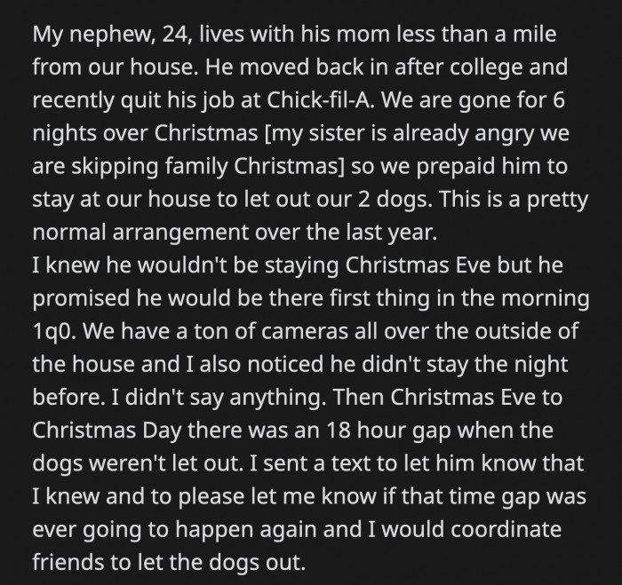 OP's sister, John's mom, argued with OP about being mean to John when he's trying to do his best