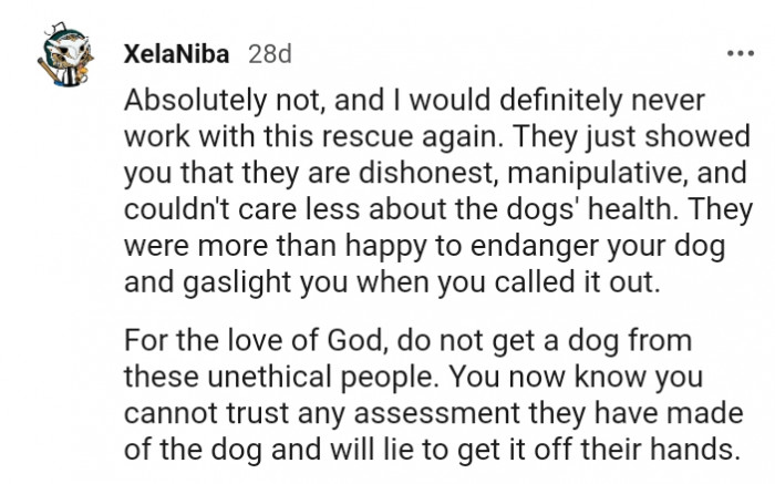 This Redditor would never work with that rescue again