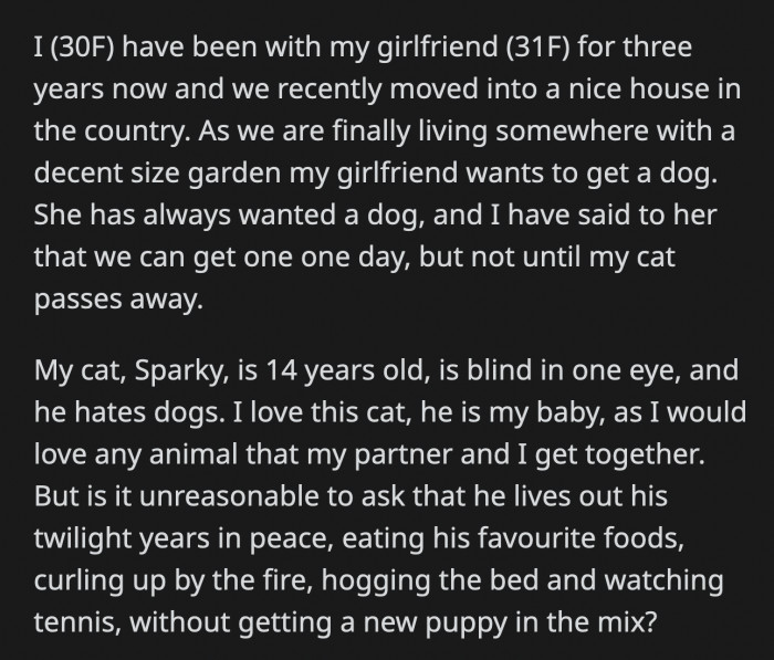 He also has no problem with her getting a dog