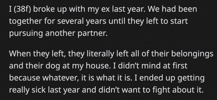 There was a breakup as it is, OP didn't want to have a fight on top of it