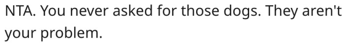 2. The dogs are not her problem.
