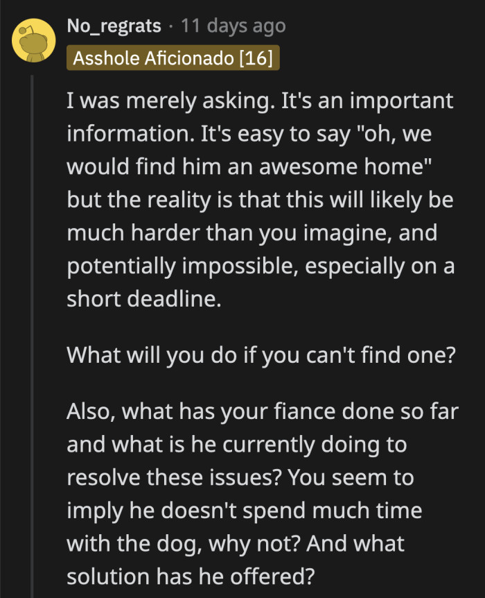 It's pretty obvious that OP does the heavy lifting in this relationship