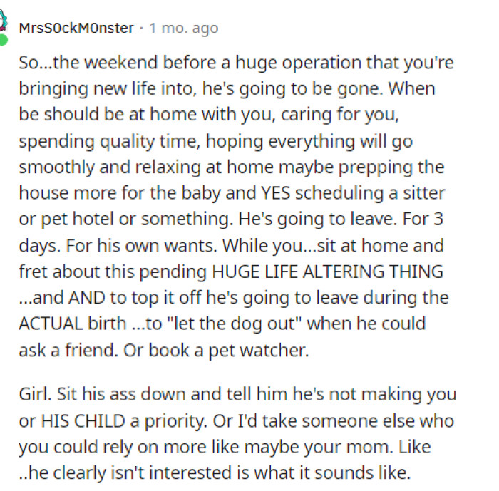 This person had so much to say about this, and they were pretty blunt about what she should do. OP's response is below.