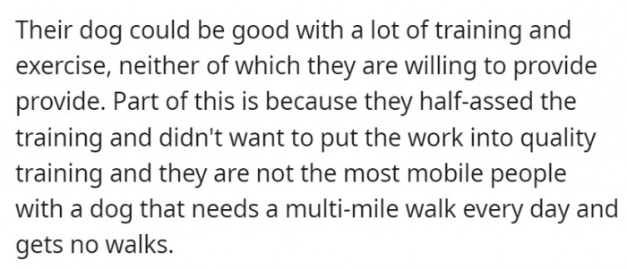 However, the dog needs better training.