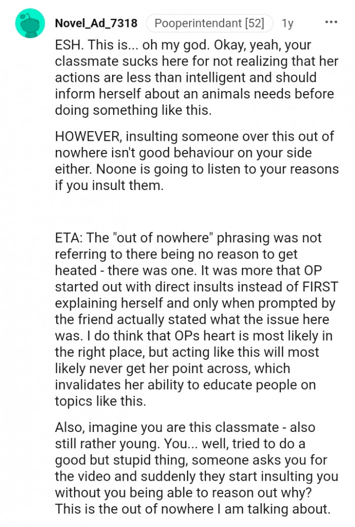 Insulting someone because of this is totally wrong