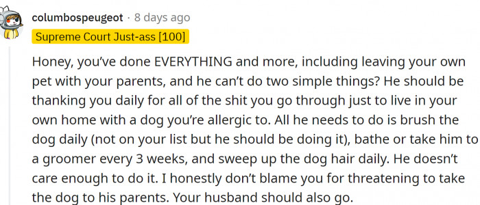 OP's husband is clearly not pulling his weight