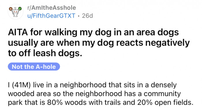 The OP shared a story about a situation he is currently experiencing with his dog.