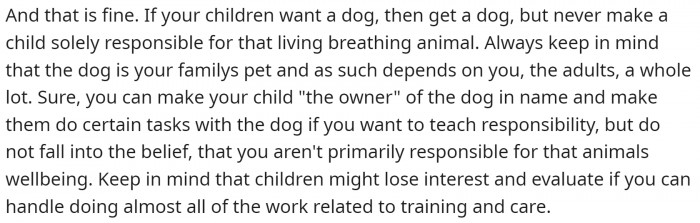 Family dogs should never be solely the child's responsibility