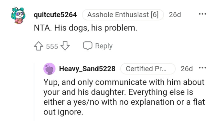 Everything else is either a yes or a no with no explanation.