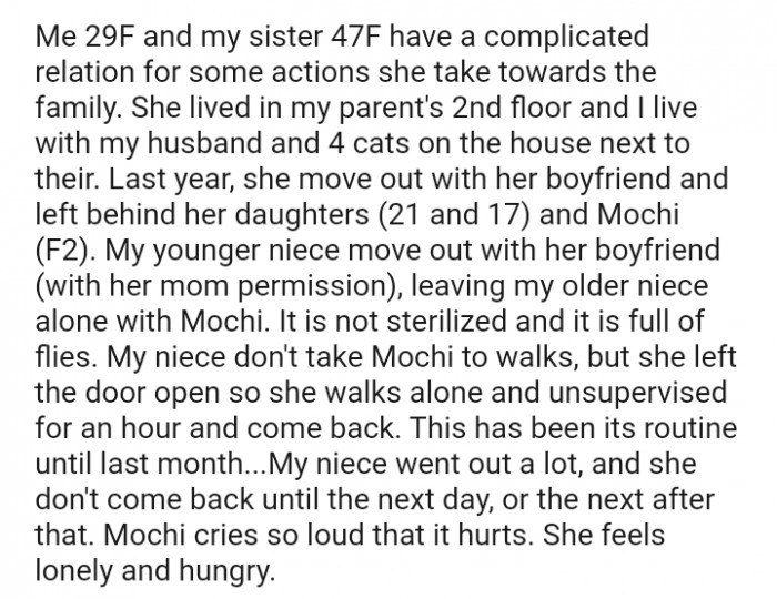 She leaves the door open, so she walks alone and unsupervised for an hour