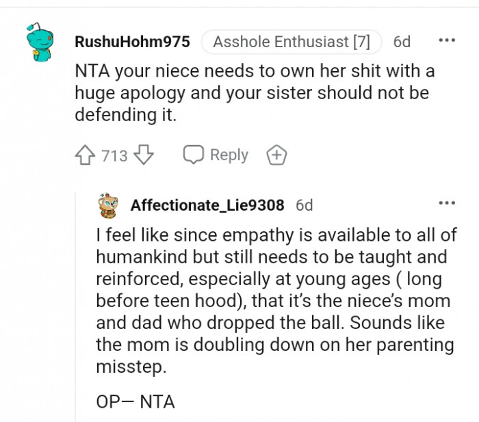 8. Your sister should not be defending it