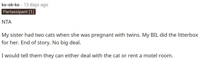Ultimately, there are other options besides just having her rehome her cat. That's technically the cat's home too.
