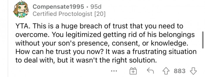 It was definitely not the right solution.