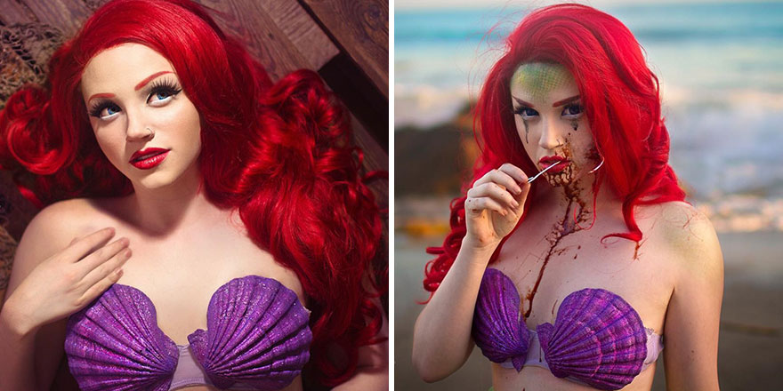 6. Little Mermaid Before And After Getting Hooked