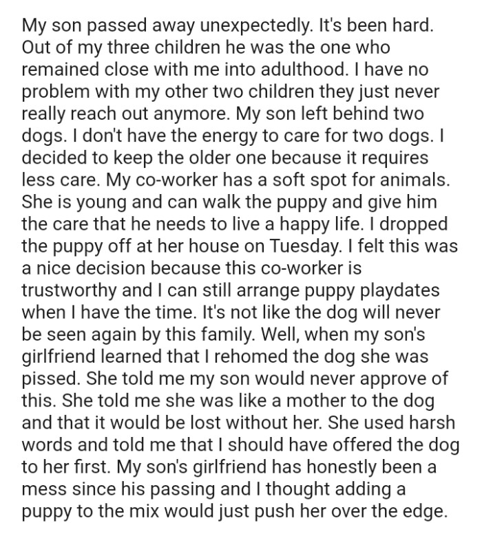She is young and can walk the puppy and give him the care that he needs to live a happy life