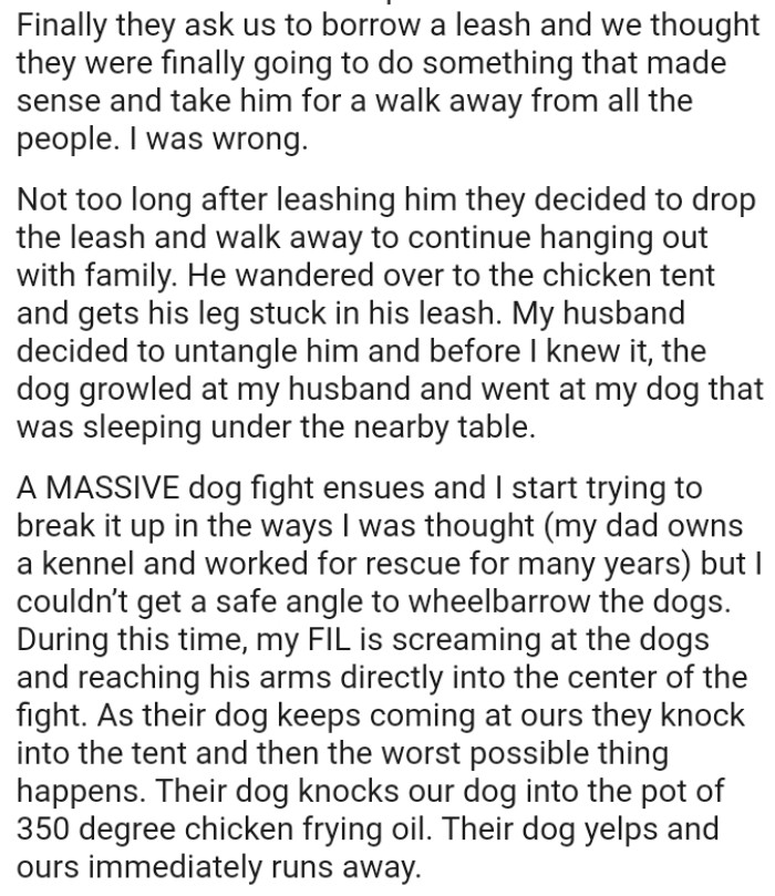 The dog growled at OP's husband and went after their dog that was sleeping under the nearby table