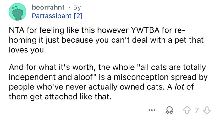 Don’t punish the cat for loving you.