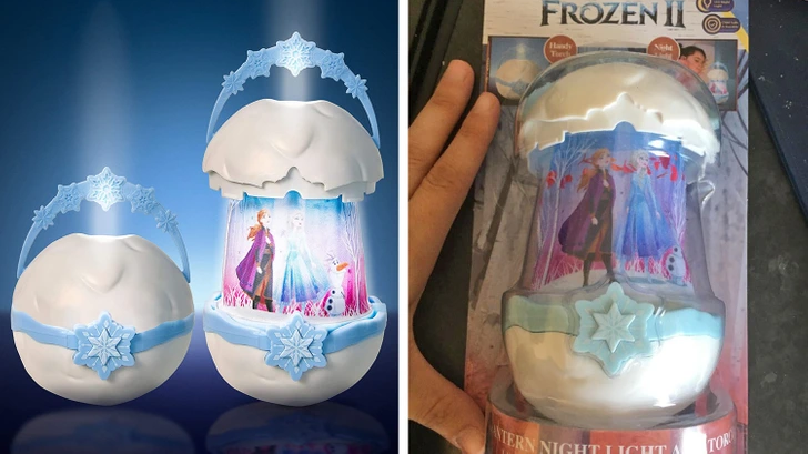 5. Inspired by Frozen, this pop-up night light can become your kid’s nighttime companion, providing comfort for those afraid of the dark or needing a light for bathroom trips. At first glance, it resembles a small snowball, but when you pull it open, the Frozen characters—Anna, Elsa, and Olaf—emerge inside. Powered by 3 AAA batteries (not included), it's a magical addition to any child's room, bringing a touch of the beloved Disney tale to life.