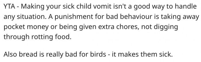 15. There are better ways to handle the situation than making her daughter vomit.