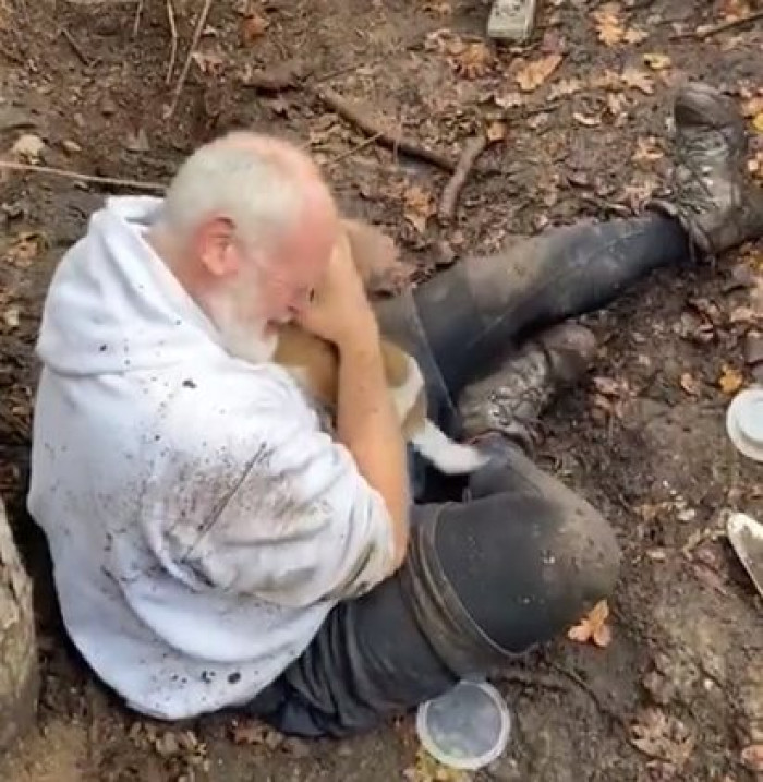 With Mitzi in his arms, dazed and disoriented, Alan sheds tears of relief.